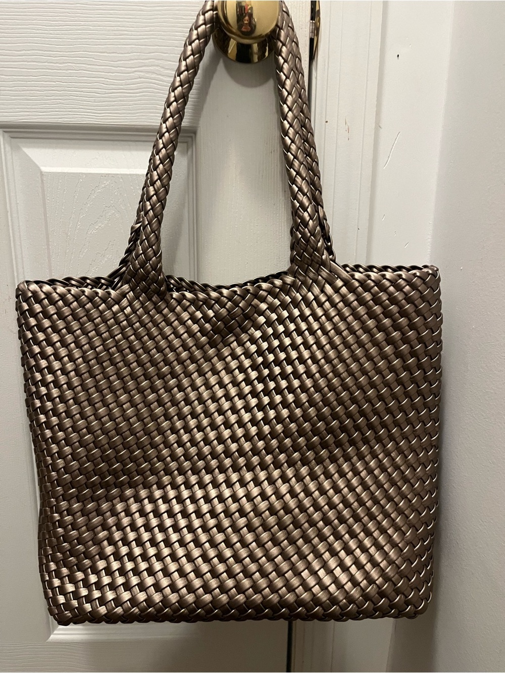 Woven Metallic Bronze Tote Bag - Sleek Everyday Carry